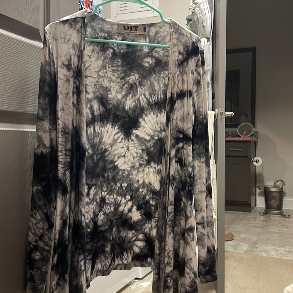 Black White Tie Dye Cardigan